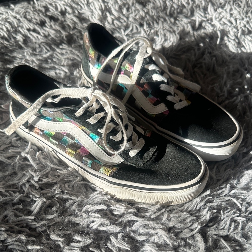 Vans Black Sneakers with metallic rainbow print